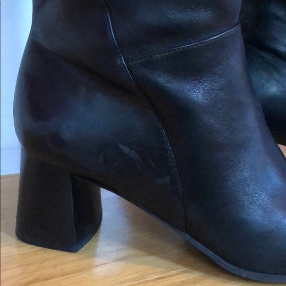 Black Leather Knee High Boots - Picture 2 of 5